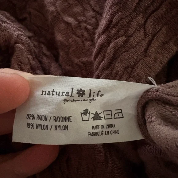 NATURAL LIFE Danielle Square Neck Textured Long Sleeve Top - Mauve Brown - Picture 8 of 8